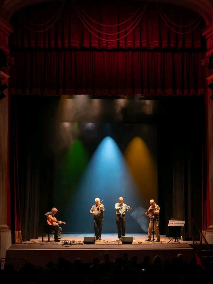 Gerry O'Connor on stage with other performers at the Orvieto Irish Fleadh Festival 2026
